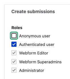 Create submissions, uncheck anonymous