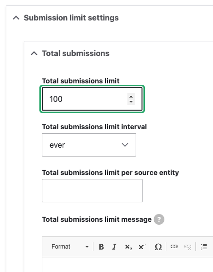 Submission limit settings